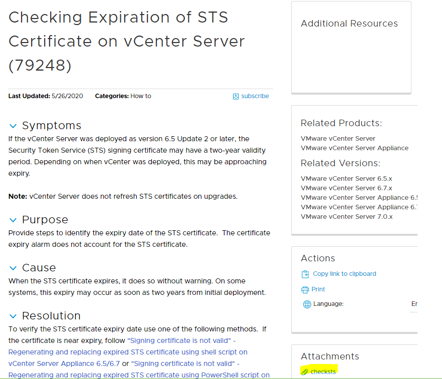 Proactively Checking and Replacing STS Certificate on vSphere 6.x / 7.x   Lucho's Blog!